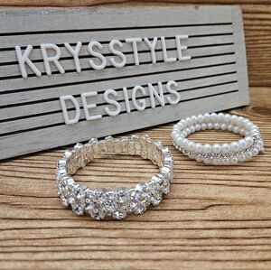 Crystal And Faux Pearl Wrap Bracelets